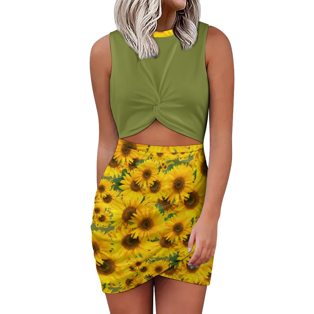 TRP Floral Prints (04): Sunflowers in Symmetry | Hip-Wrap Dress | 5 colors