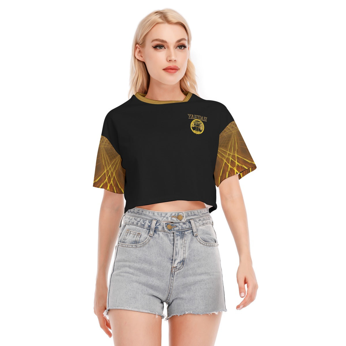 Yahuah: Tree of Life (02-02) - The Firmament Radiance | Drop Shoulder Cotton Crop Top