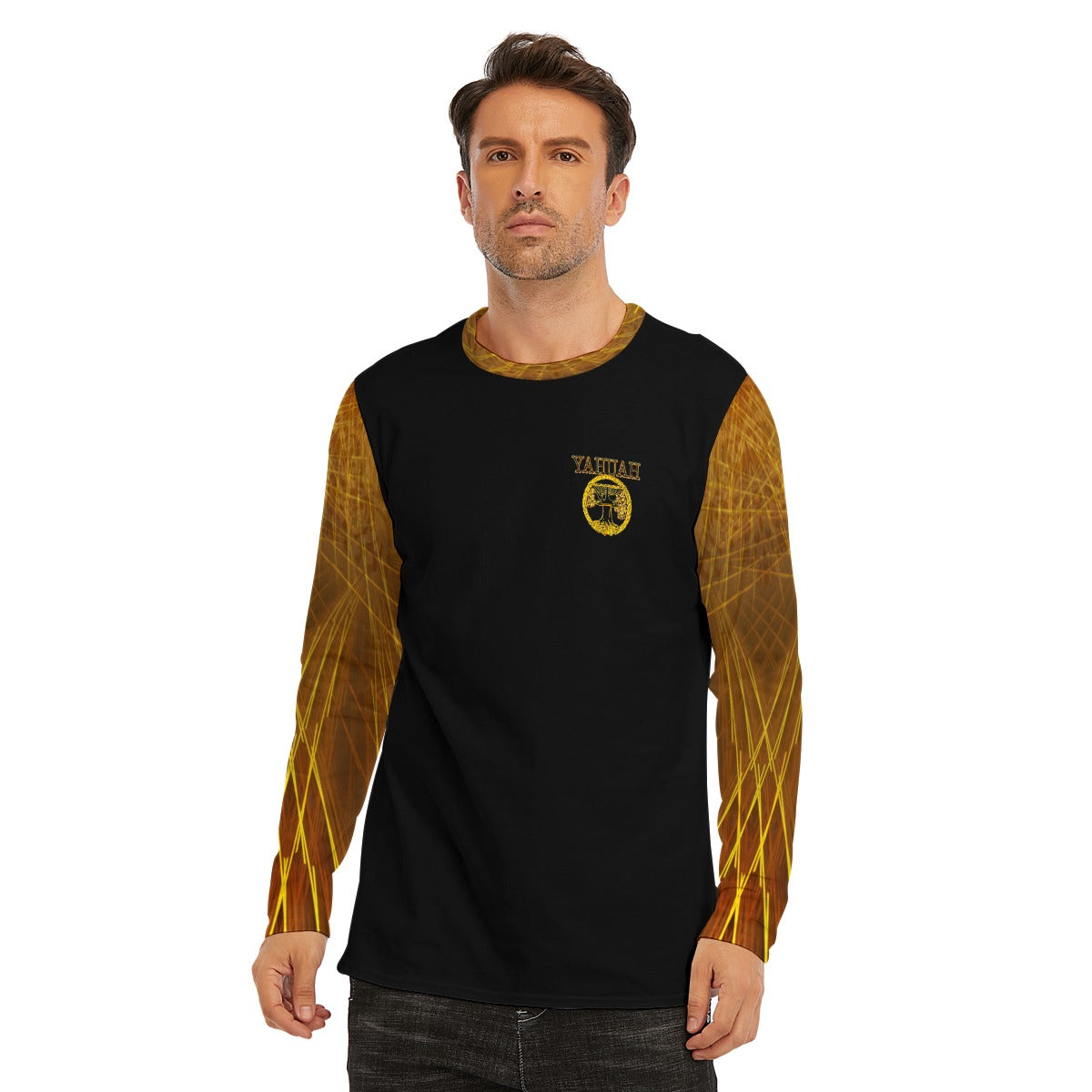 Yahuah: Tree of Life (02-02) - The Firmament Radiance | Men's Long Sleeve Cotton Tee