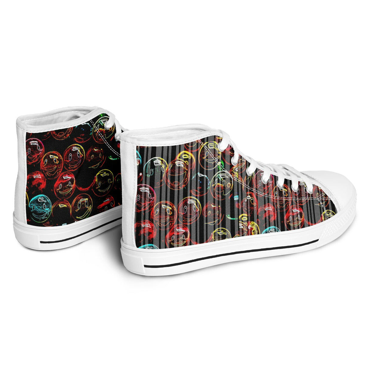 Lighten Up™ (01) — Faces of Gladness™ | Unisex High-Top Canvas Shoes