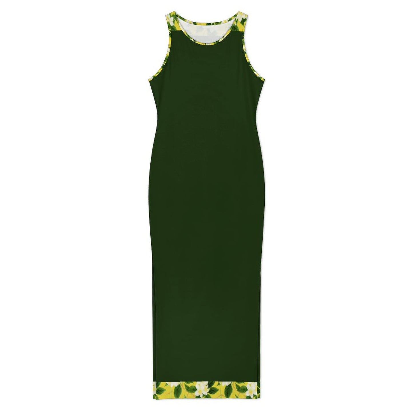 TRP Floral Prints (10): Graceful Jasmine Vine (01–01) | Fitted Sleeveless Slit Maxi Dress