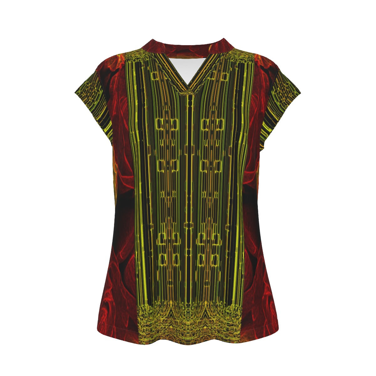 Geo Graphic (02): Digital Flora | V-neck Cap Sleeve Tee
