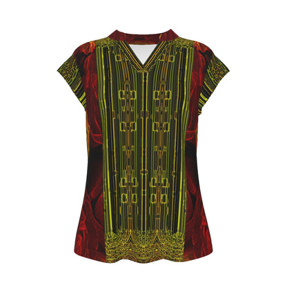 Geo Graphic (02): Digital Flora | V-neck Cap Sleeve Tee
