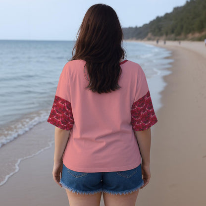Floral Embosses (02): Shani Petal Heart | V-neck Drop Shoulder Tee