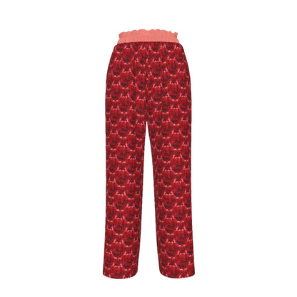 Floral Embosses (02): Shani Petal Heart | Faux Silk Open Bottom Lounge Joggers