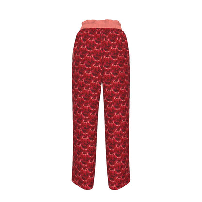 Floral Embosses (02): Shani Petal Heart | Faux Silk Open Bottom Lounge Joggers