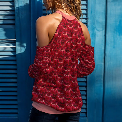 Floral Embosses (02): Shani Petal Heart | Open Shoulder Sweatshirt