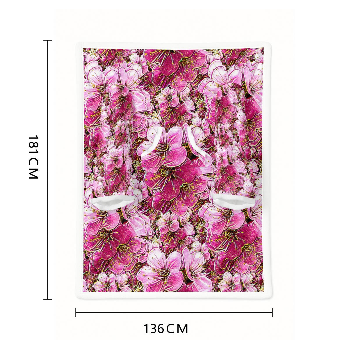 Electric Flora: Neon Sakura Cherry Blossoms Wearable Blanket
