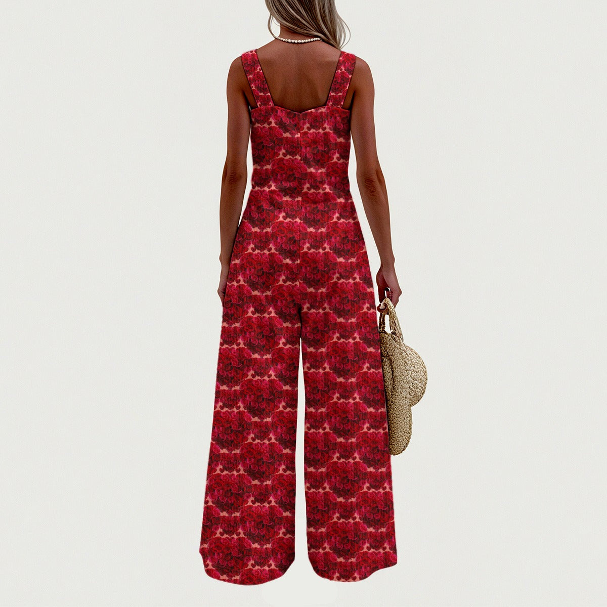Floral Embosses (02): Shani Petal Heart | Sleeveless Wide Leg Jumpsuit