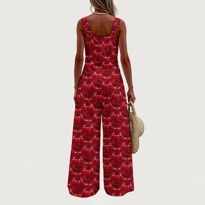 Floral Embosses (02): Shani Petal Heart | Sleeveless Wide Leg Jumpsuit