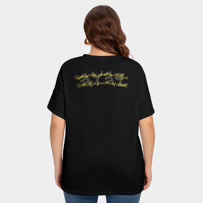 Truth Illustrated 01-01 Women's Drop-Shoulder V-neck Plus-Size T-Shirt with Sleeve Loops