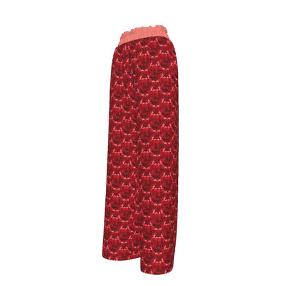 Floral Embosses (02): Shani Petal Heart | Faux Silk Open Bottom Lounge Joggers