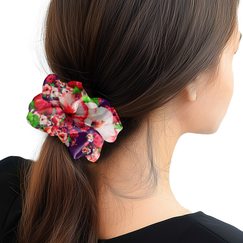 TRP Floral Prints (03): Hibiscus Flowers (01-01) "Argaman Vines" | Satin Scrunchie