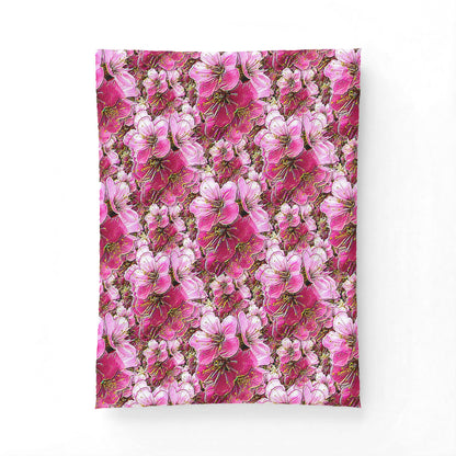 Electric Flora: Neon Sakura Cherry Blossoms Cotton Comforter