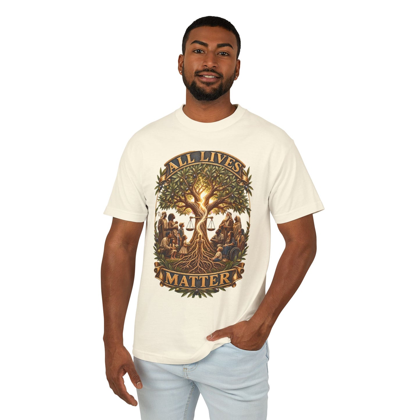 All Lives Matter™ (01) — One Breath, One Humanity™ & The Sevenfold Light™ |  American Apparel Unisex Garment-Dyed Heavyweight Cotton Tee