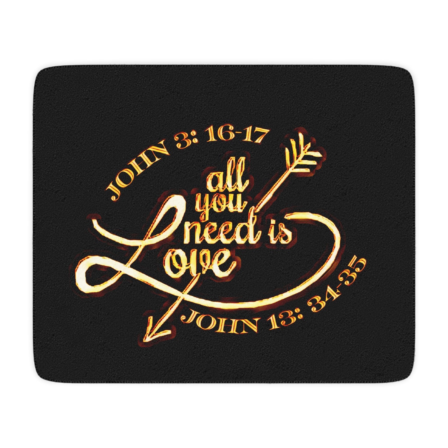 Illustrated Truth 02-02 "All You Need is Love" Cozy Tan Sherpa Blanket