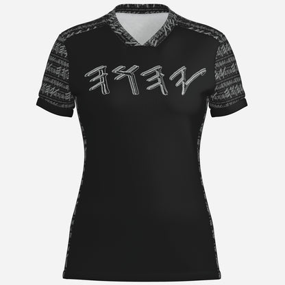 Paleo-Synthesis (01-02): Sterling Silver Yahuah | Women's V-Neck Jersey Tee