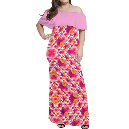 TRP Floral Prints (06): Elegant Gerbera Daisies (01–01) | Off-Shoulder Wrap Maxi Dress