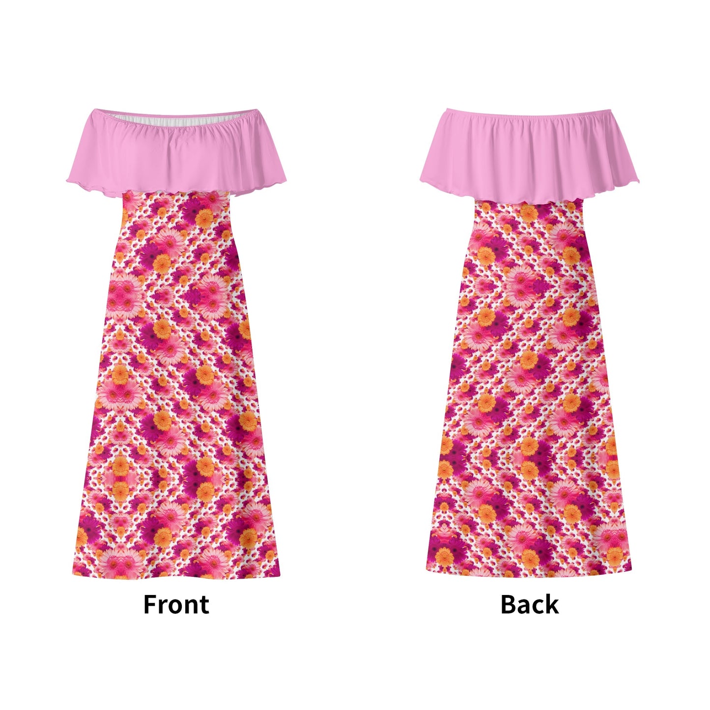 TRP Floral Prints (06): Elegant Gerbera Daisies (01–01) | Off-Shoulder Wrap Maxi Dress