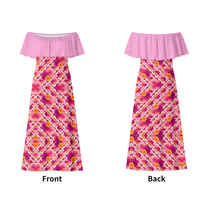 TRP Floral Prints (06): Elegant Gerbera Daisies (01–01) | Off-Shoulder Wrap Maxi Dress