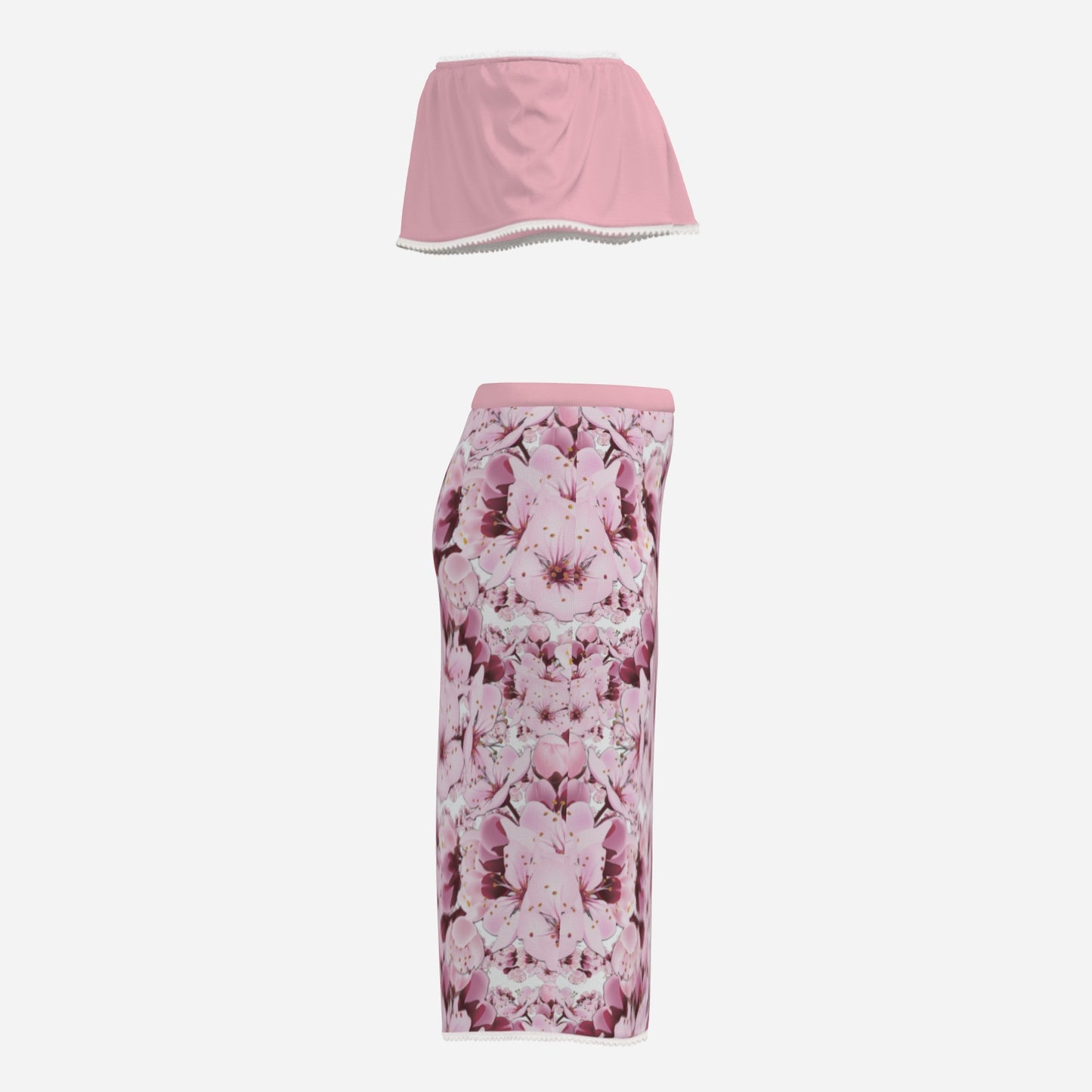 TRP Floral Prints (01): Sakura Symphony (01-01) | Ruffle Tube Top & High Slit Skirt Set
