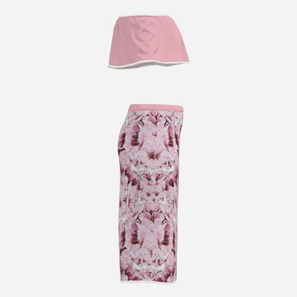 TRP Floral Prints (01): Sakura Symphony (01-01) | Ruffle Tube Top & High Slit Skirt Set