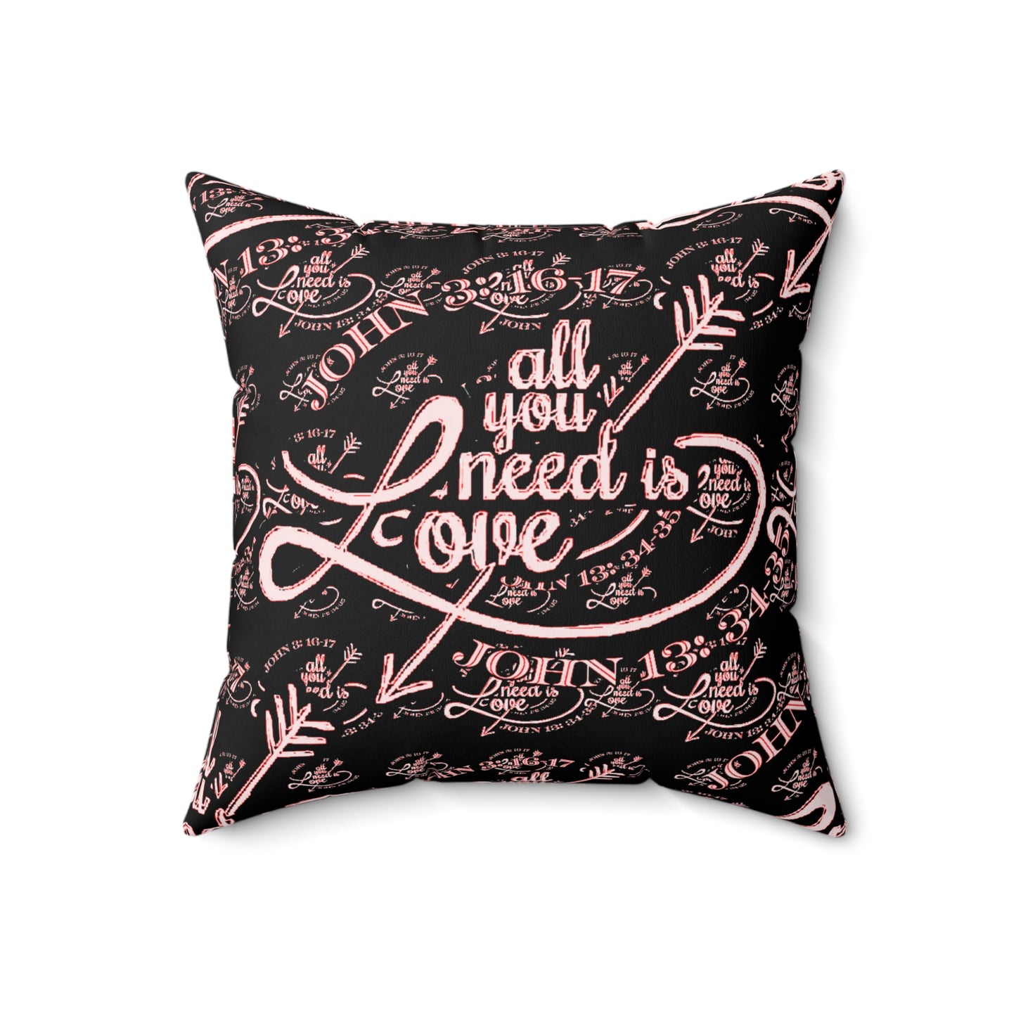 Illustrated Truth 02-01 "All You Need is Love" Faux Suede Square Throw Pillow (4 sizes)