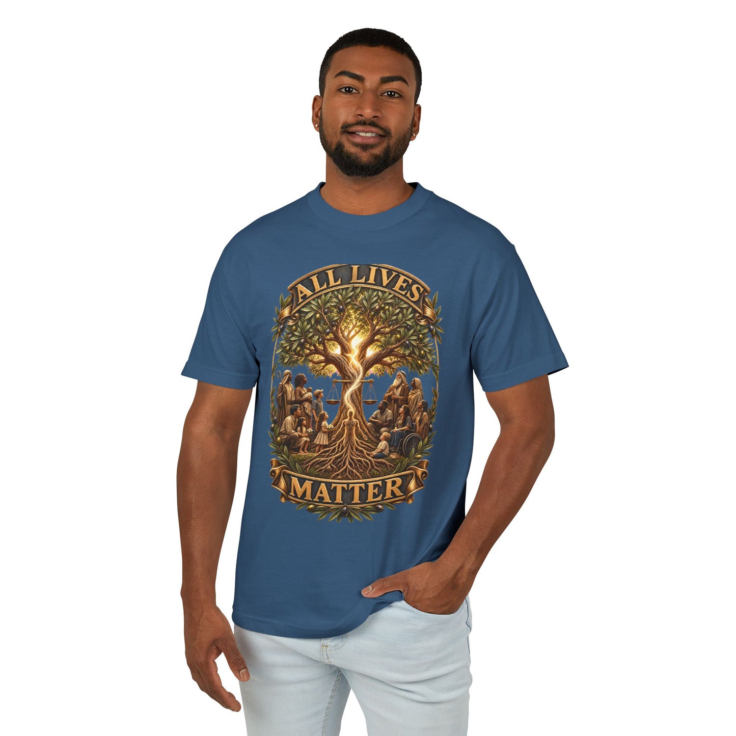 All Lives Matter™ (01) — One Breath, One Humanity™ & The Sevenfold Light™ |  American Apparel Unisex Garment-Dyed Heavyweight Cotton Tee