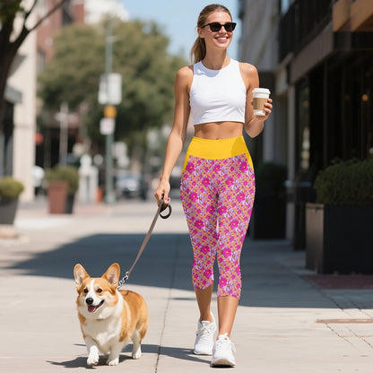 TRP Floral Prints (05): Classic Garden Cosmos (01) | High-Waisted Capri Yoga Leggings