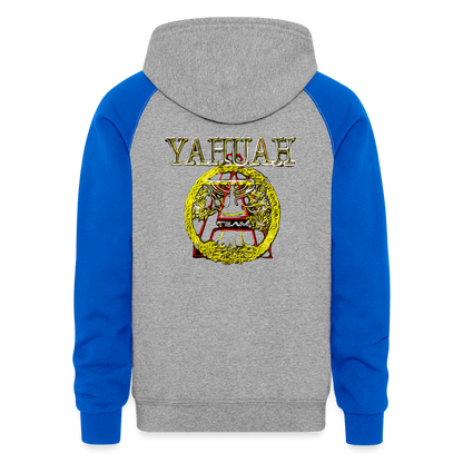 A-Team 01-01 Designer Jerzees Colorblock Raglan Unisex Pullover Hoodie (4 colors) - heather grey/royal