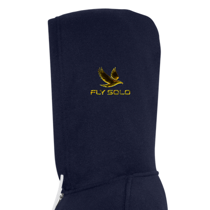 Outspoken Designs 03-01 "Fly Solo" Designer Bella + Canvas Unisex Full Zip Hoodie - navy
