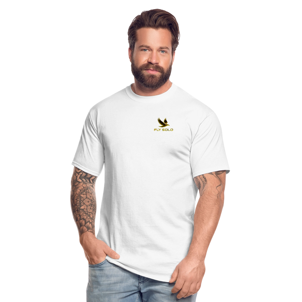 Outspoken Designs 03-01 "Fly Solo" Designer Gildan Men's Big & Tall T-shir (6 colors) - white