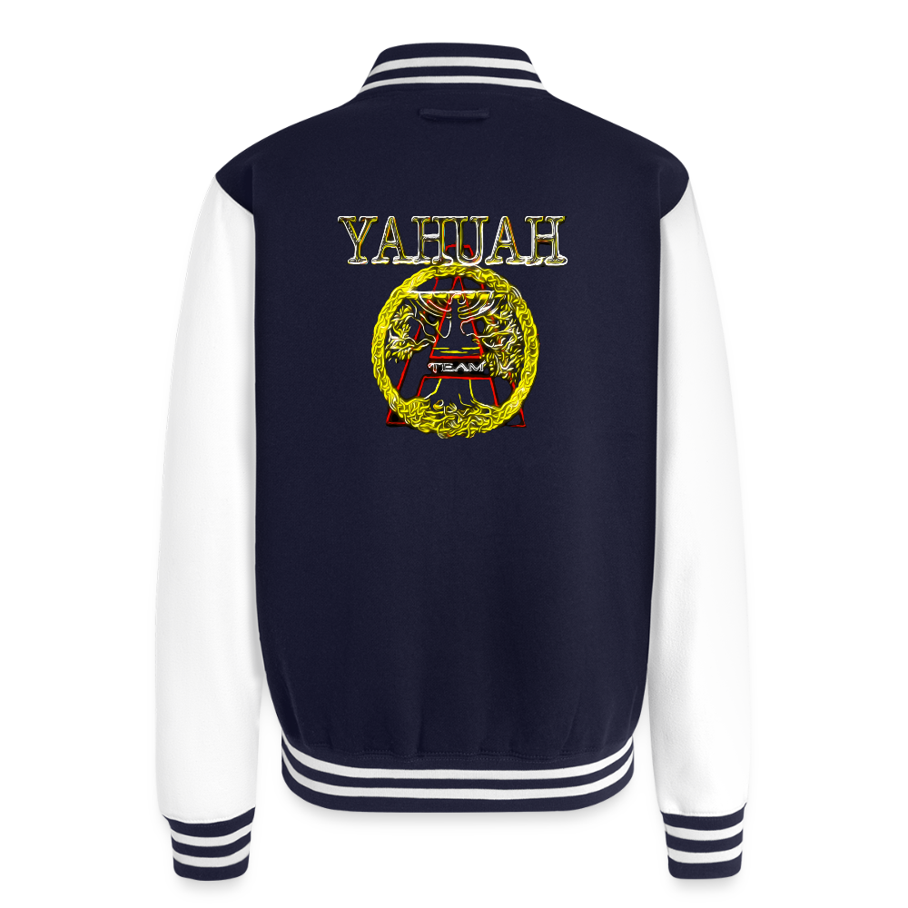 A-Team 01-01 Designer AWDis Just Hoods Heavyweight Letterman Jacket (5 colors) - navy/white