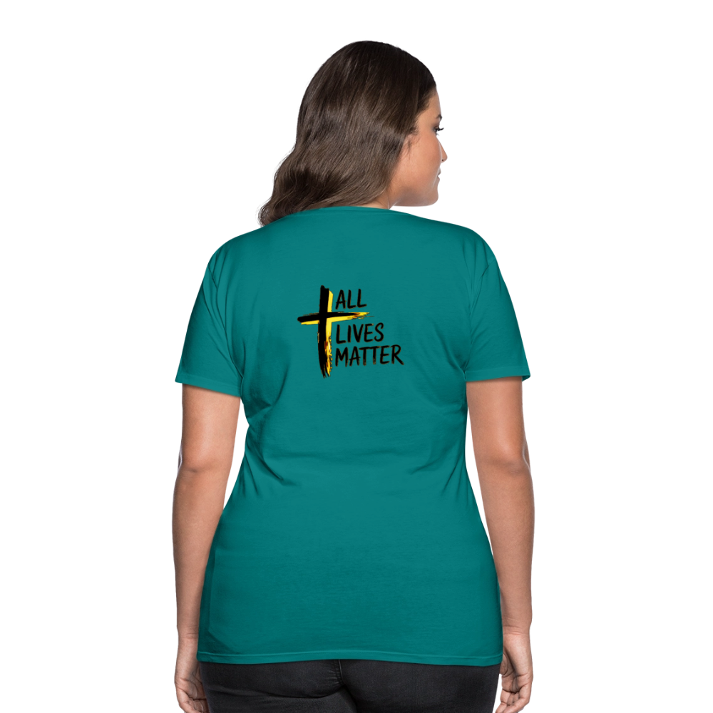 Outspoken Designs 04-01 "All Lives Matter" Ladies Designer Premium Cotton T-shirt (14 colors) - teal