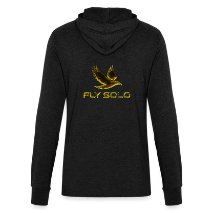 Outspoken Designs 03-01 "Fly Solo" Designer Bella+Canvas Unisex Long Sleeve Hooded T-shirt - heather black