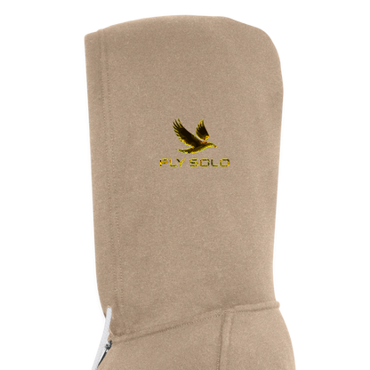 Outspoken Designs 03-01 "Fly Solo" Designer Bella + Canvas Unisex Full Zip Hoodie - tan