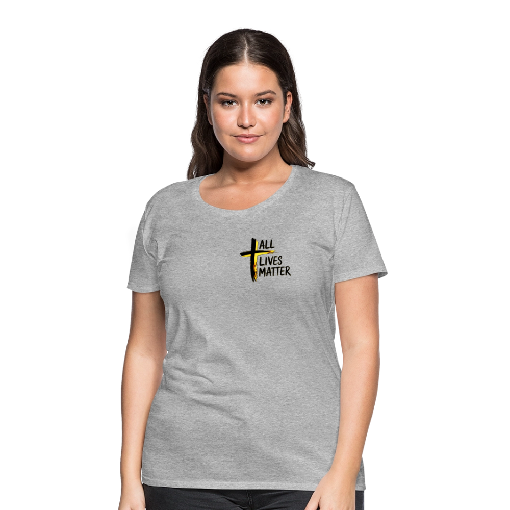 Outspoken Designs 04-01 "All Lives Matter" Ladies Designer Premium Cotton T-shirt (14 colors) - heather gray