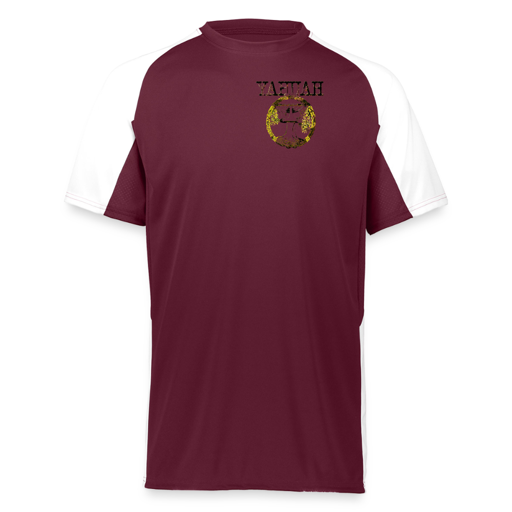 Yahuah Yahusha 04 Designer Augusta Sportswear Unisex Cutter Jersey (5 colors) - maroon/white