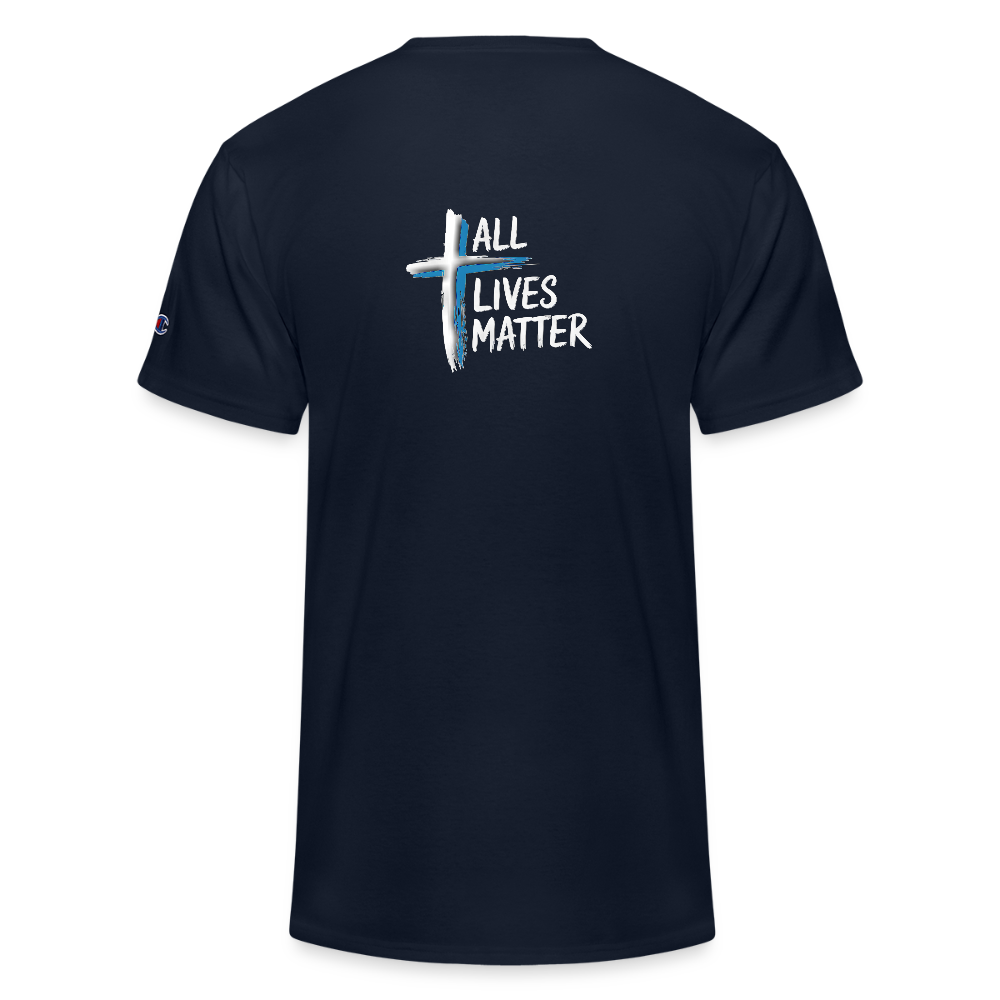 Outspoken Designs 04-02 "All Lives Matter" Designer Champion Unisex T-Shirt - navy