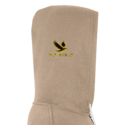 Outspoken Designs 03-01 "Fly Solo" Designer Bella + Canvas Unisex Full Zip Hoodie - tan