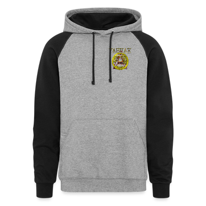A-Team 01-01 Designer Jerzees Colorblock Raglan Unisex Pullover Hoodie (4 colors) - heather gray/black