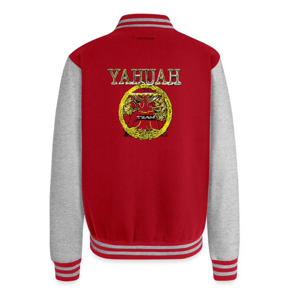 A-Team 01-01 Designer AWDis Just Hoods Heavyweight Letterman Jacket (5 colors) - red/heather grey