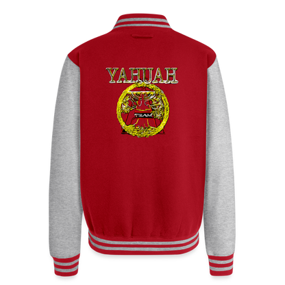 A-Team 01-01 Designer AWDis Just Hoods Heavyweight Letterman Jacket (5 colors) - red/heather grey
