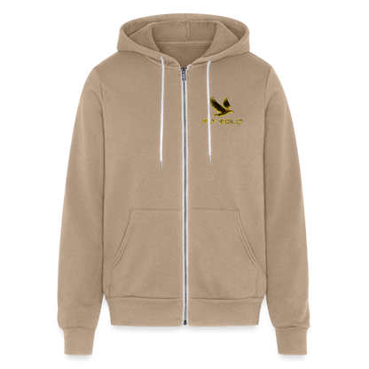 Outspoken Designs 03-01 "Fly Solo" Designer Bella + Canvas Unisex Full Zip Hoodie - tan