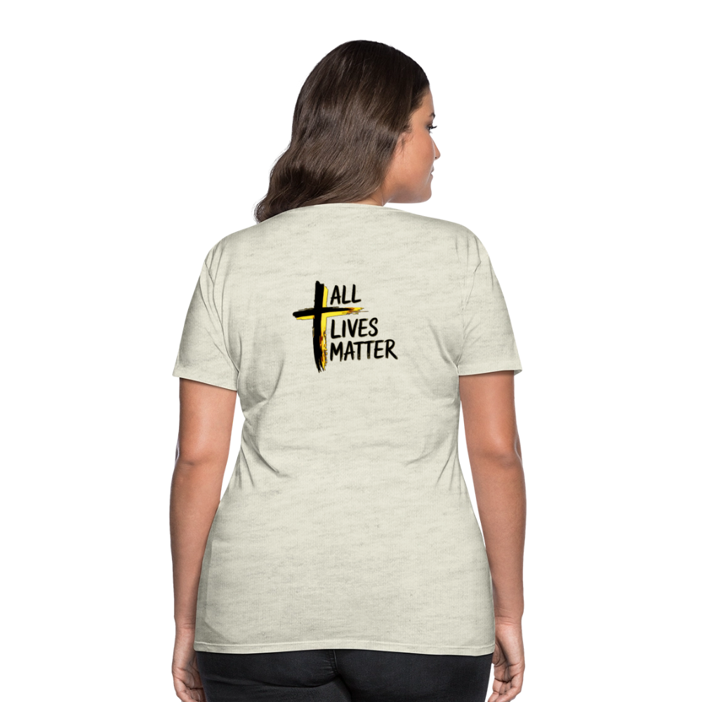 Outspoken Designs 04-01 "All Lives Matter" Ladies Designer Premium Cotton T-shirt (14 colors) - heather oatmeal