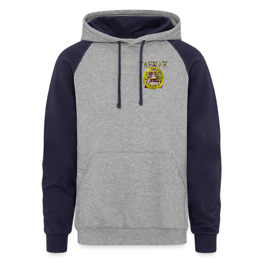 A-Team 01-01 Designer Jerzees Colorblock Raglan Unisex Pullover Hoodie (4 colors) - heather gray/navy