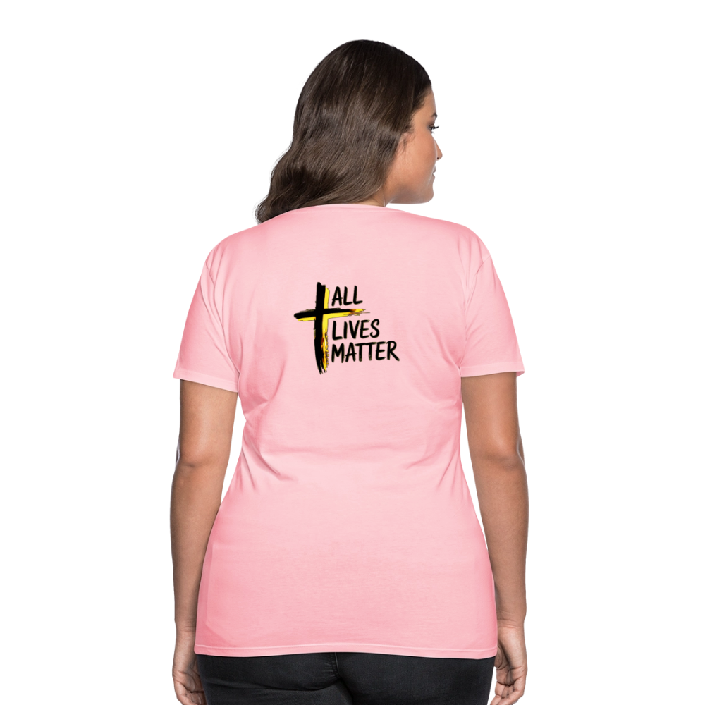 Outspoken Designs 04-01 "All Lives Matter" Ladies Designer Premium Cotton T-shirt (14 colors) - pink
