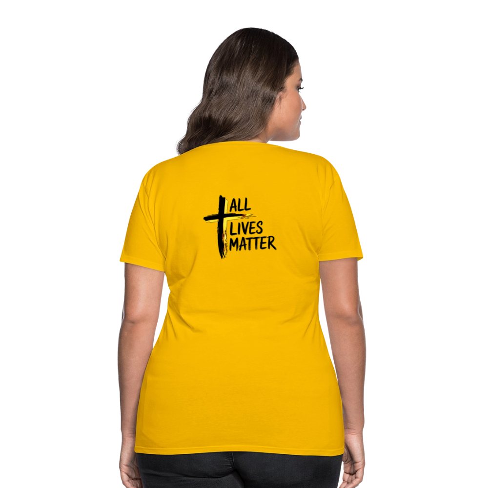 Outspoken Designs 04-01 "All Lives Matter" Ladies Designer Premium Cotton T-shirt (14 colors) - sun yellow