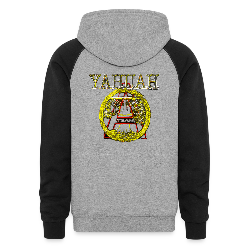 A-Team 01-01 Designer Jerzees Colorblock Raglan Unisex Pullover Hoodie (4 colors) - heather gray/black
