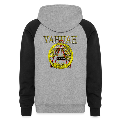 A-Team 01-01 Designer Jerzees Colorblock Raglan Unisex Pullover Hoodie (4 colors) - heather gray/black